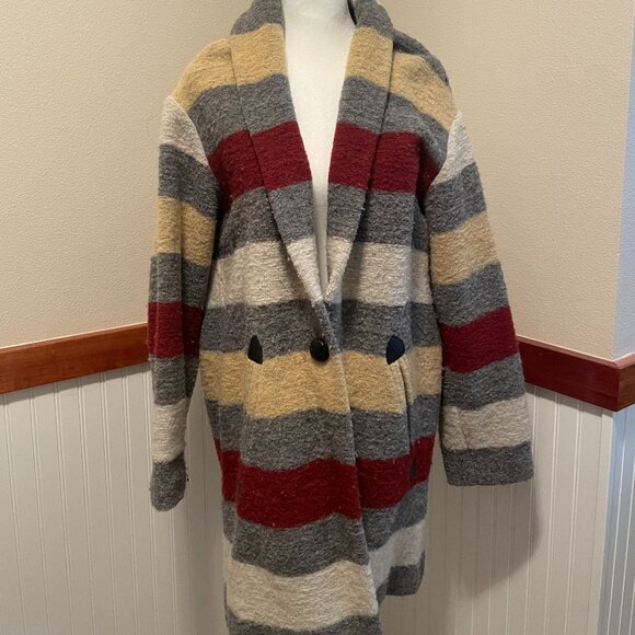 Etoile Isabel Marant Striped Wool Peacoat Boho - Picture 1 of 4